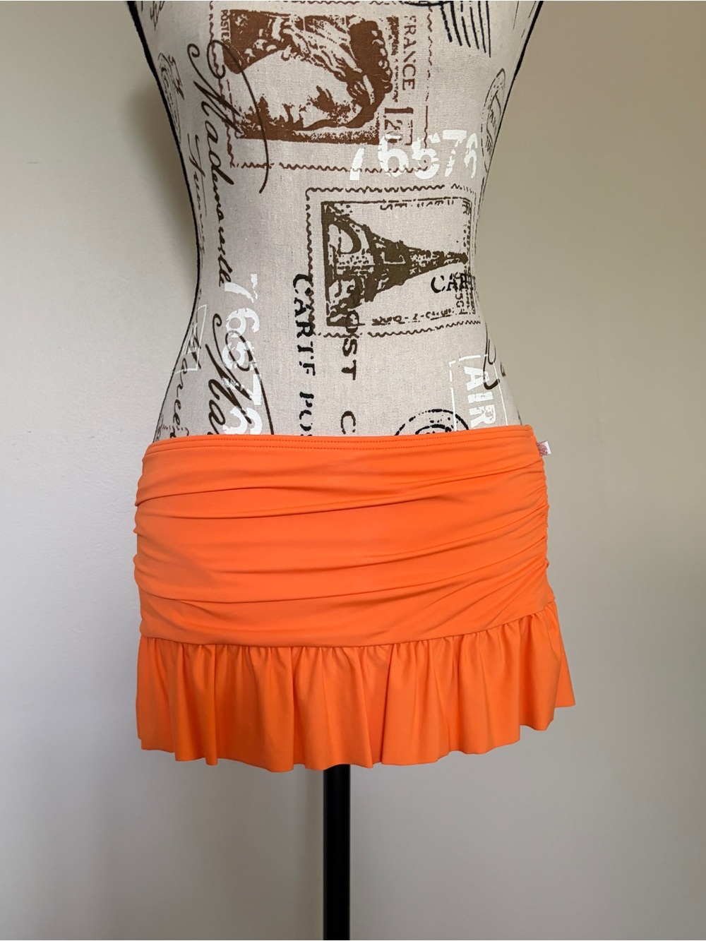 La vie en rose aqua orange mini ruffle swim skirt